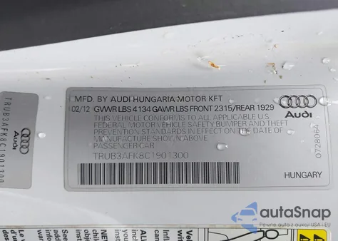 2012 Audi Tt Rs from USA, damaged, VIN TRUB3AFK8C1901300